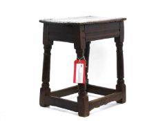 An oak joint stool Late 17th to early 18th century