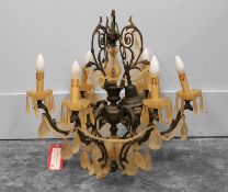 A chandelier and wall light Of modern manufacture, Spanish