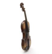 A Continental cased violin and bow Late 19th to early 20th century
