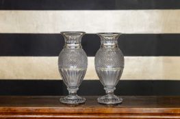 A near pair of Baccarat ‘Edwige’ cut-glass vases Circa 1950, French