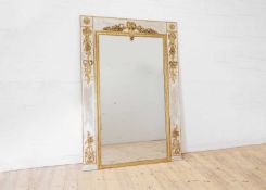 A large Louis XVI-style painted and parcel-gilt wooden pier mirror 19th century, French