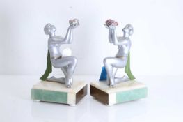 A pair of Art Deco figural bookends, 20th century,