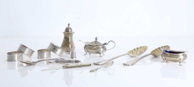 A collection of silver items, various dates,