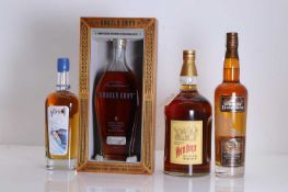 A selection of bourbon whiskies,
