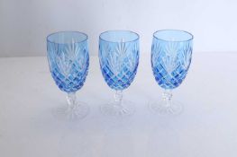 A group of three Faberge Odessa light blue iced goblets, 20th century,