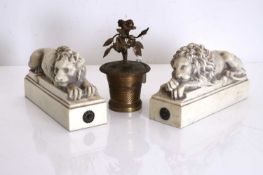 A Victorian gilt metal table inkstand,