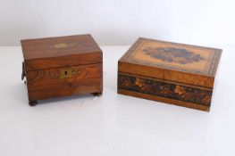 A Tunbridgeware walnut jewellery box, 19th century,