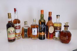 A selection of whiskies,