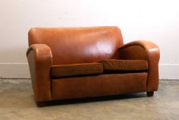 An art deco style leather suite, Circa 1940,