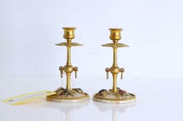 A pair of alabaster candlesticks, circa early 20th century,