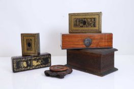 A collection of papier mâché and hardwood boxes, 20th century,