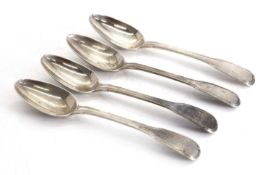 Nine George III silver fiddle and thread pattern teaspoons,