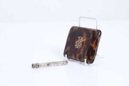 A tortoiseshell and rose gold inlaid cigarette case,