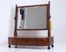 A George III mahogany and boxwood-strung dressing table mirror,