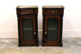 A pair of Victorian marquetry inlaid cabinets, circa 1870,