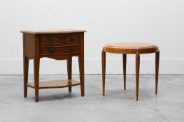 An Art Deco style burr walnut side table, of modern manufacture,