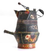 A Bargeware painted metal bucket and ladle, early 20th century,