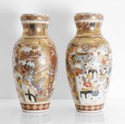 A pair of Japanese Satsuma oviform vases, 20th century,