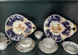 A pair of Coalport pan shaped side dishes, 19th century,