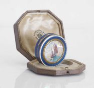 A silver and enamelled pot and cover,