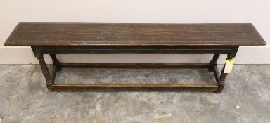 An oak and pine long bench, circa late 19th century,