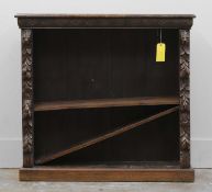 A Victorian oak open bookcase, late 19th century,