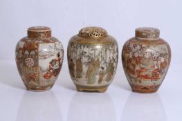 A Japanese satsuma pot pourri vase and cover, early 20th century,