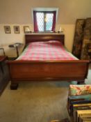 A cherrywood sleigh bed frame, 20th century,