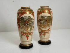 A pair of Japanese satsuma vases, early 20th century,