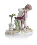 A Meissen figure of a putto gardener, 19th century,