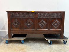 An oak coffer, 17th century,