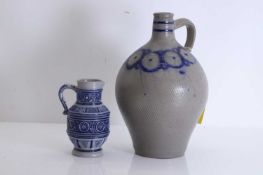 Large stoneware glazed flagon, circa 1880, French,