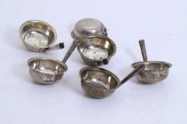 Six Scottish silver toddy ladle bowls,