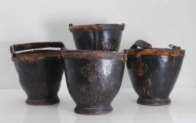 A collection of four leather fire buckets, 18th century / 19th century,