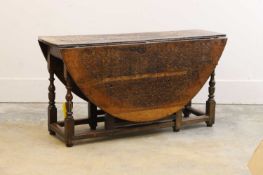 An oak gateleg table, 17th century,