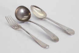 Five George III silver dessert spoons,
