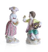 Two Meissen figures of children emblematic of harvest and spring, circa 1900,