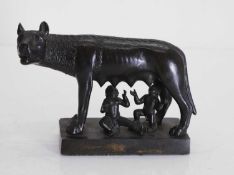 A bronze of the Capitoline wolf with Romulus and Remus, circa 1900, probably Italian