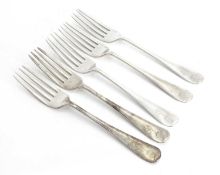 A collection seventeen Old English silver table forks, ,