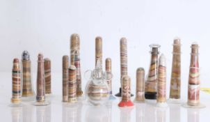 A collection of Isle of Wight coloured sand glass vessels, 20th century / 21st century,