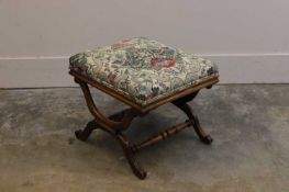 A Victorian X-framed stool, 20th century,