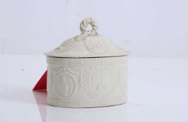 A Leeds Pottery creamware tea caddy, circa 1780