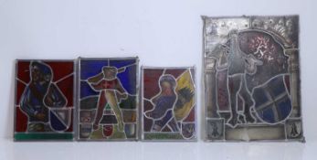 Four Swiss stained glass panels, 20th century,