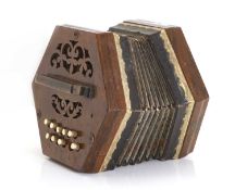 An Upcott hexagonal concertina, circa 1900,