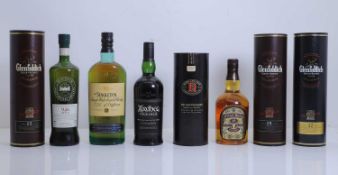 A selection of Scotch whiskies,