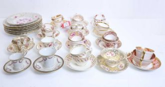 A collection of Spode porcelain trios, early 19th century,