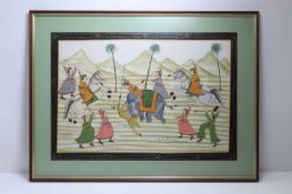 A large Mughal-style hunting scene, 20th century, Indian,