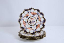 Five Royal Crown Derby porcelain plates, late 19th to early 20th century,