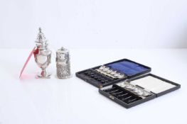 A group of silver items,