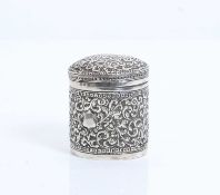 A silver repoussé box and cover, 18th to 19th century,
